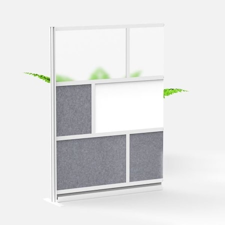 Luxor Workflow Modular Wall Room Divider System - Silver Frame - 53" x 70" Add-On Wall with Whiteboard MW-5370-XWCG